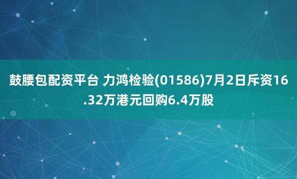 鼓腰包配资平台 力鸿检验(01586)7月2日斥资16.32万港元回购6.4万股
